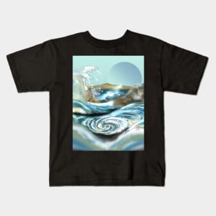 Blue moon rising at the Awa Prefecture whirlpool rapids in Japan Kids T-Shirt